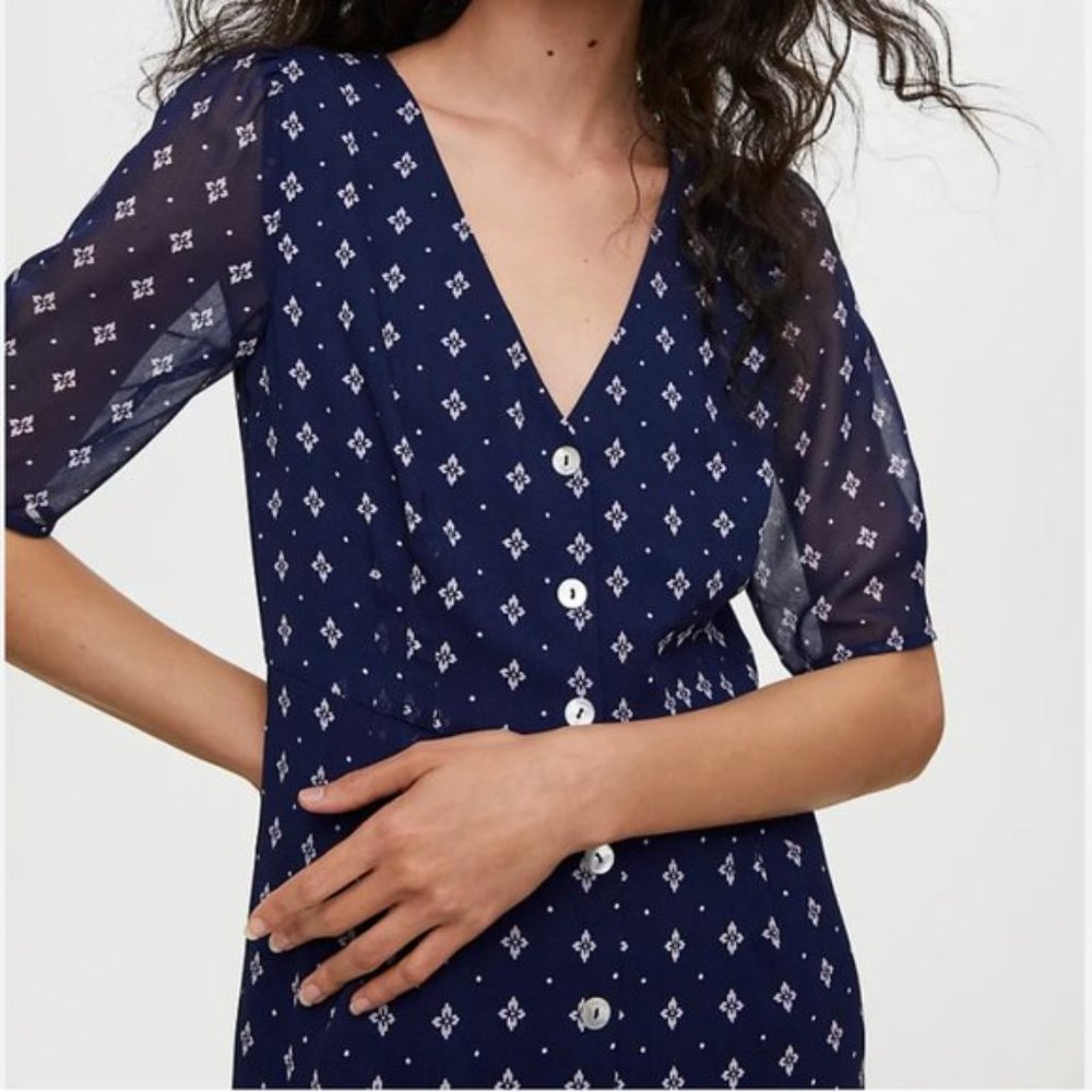 Wilfred Navy Blue Mini Dress with White Print - Picture 4 of 10